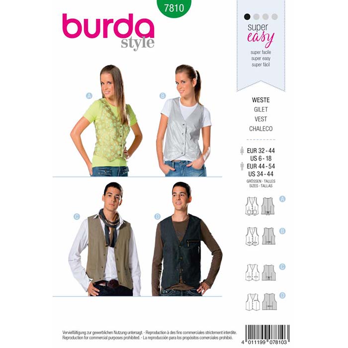Kroj Burda, telovnik, 7810
