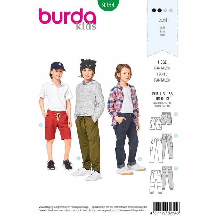 Kroj Burda, hlače z žepi, 9354