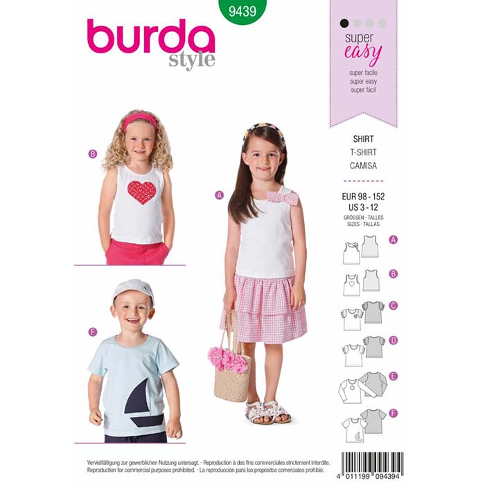 Kroj Burda, otroška majica, 9439