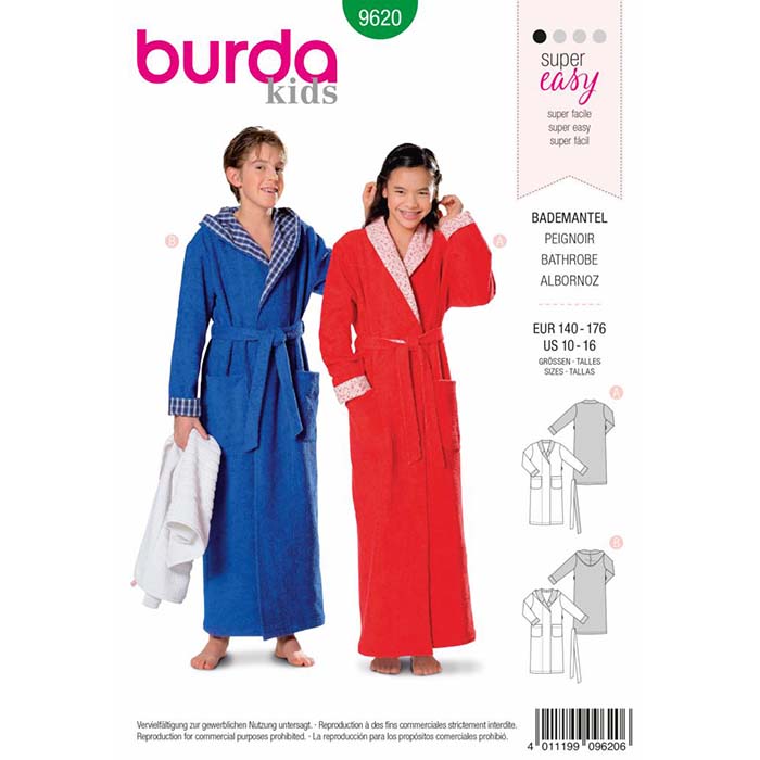 Kroj Burda, kopalni plašč, 9620