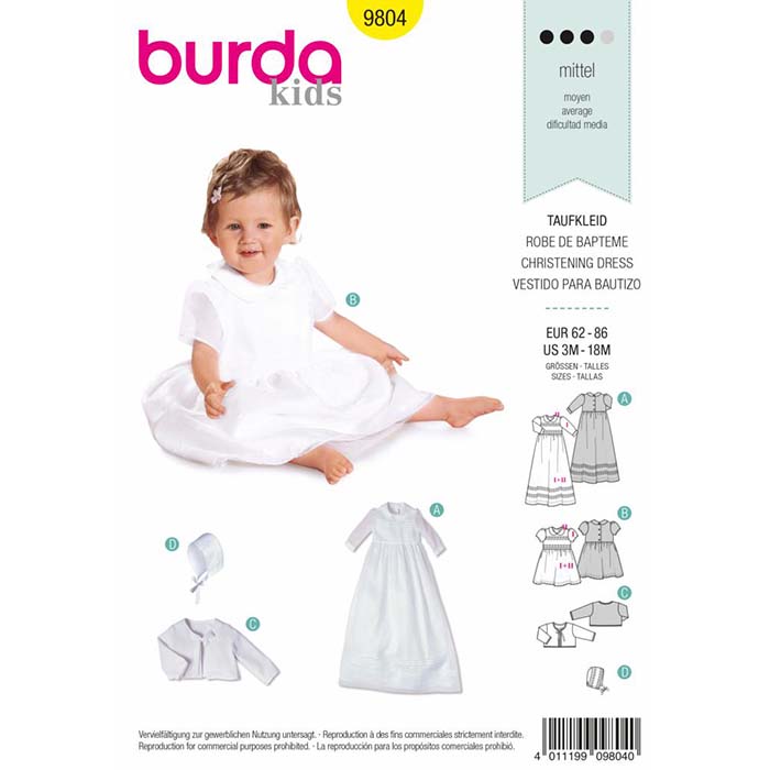 Kroj Burda, krstna oblekica z dodatki, 9804