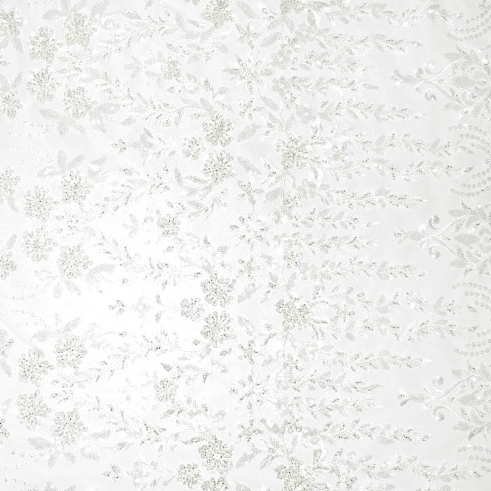 Spitze mit Pailletten, floral, 26213-010, sahne