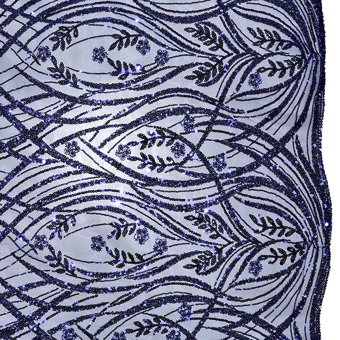 Spitze mit Pailletten, floral, 28708-002, blau