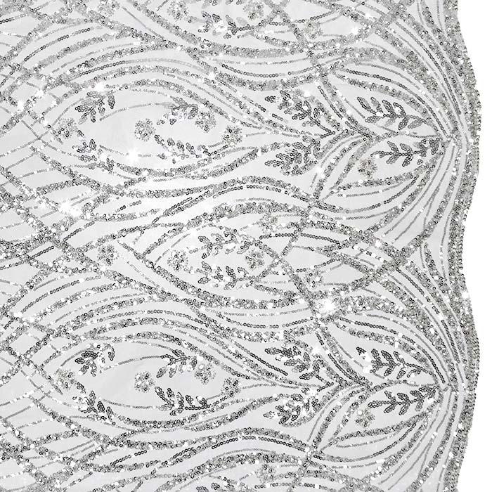 Spitze mit Pailletten, floral, 28708-555, silbern