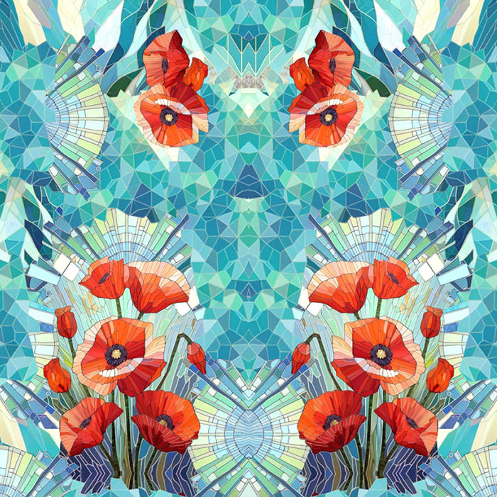 Jersey, Baumwolle, digital, floral, 28988