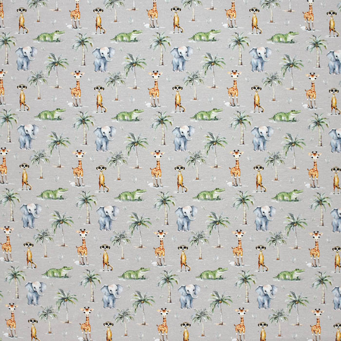 Jersey, Baumwolle, digital, Tiere, 29005-22, grau