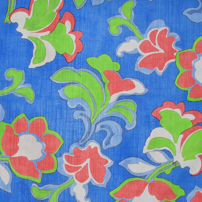 Gewebe, dünn, Baumwolle, floral, 29299-12, blau