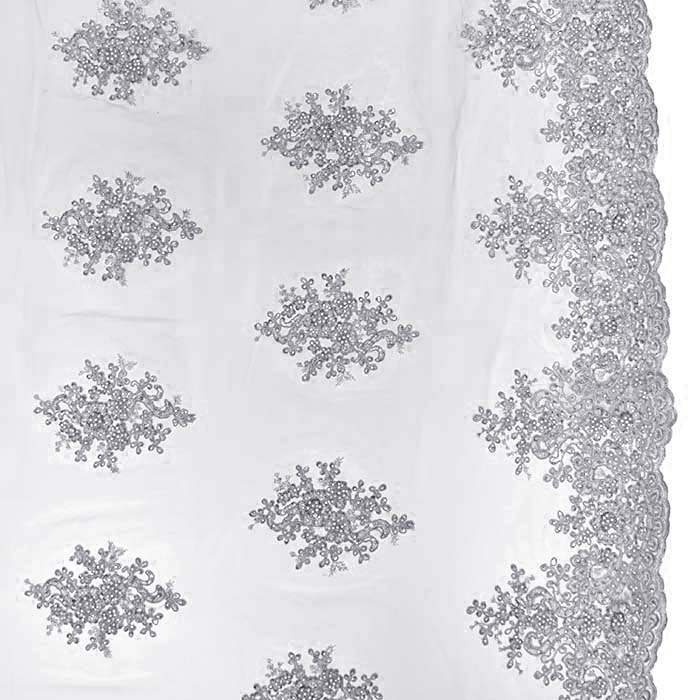 Spitze mit Perlen, floral, 29560-555, grau