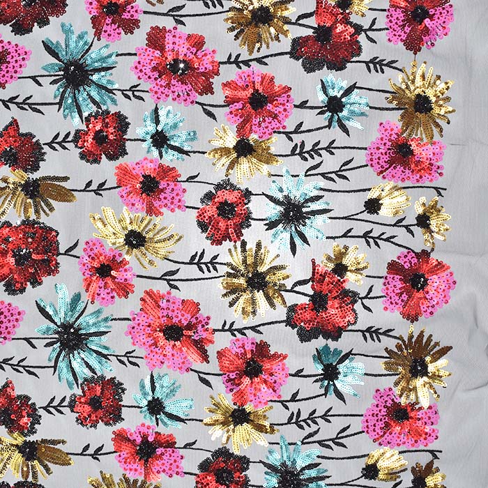 Spitze mit Glittern, floral, 29561-1001