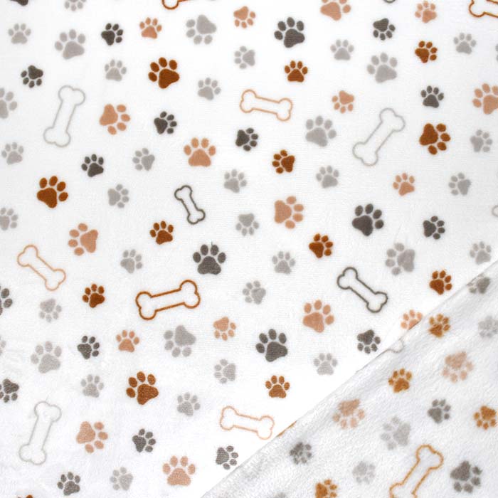 Velours coral, beidseitig, Tiere, 29374-510, weiß