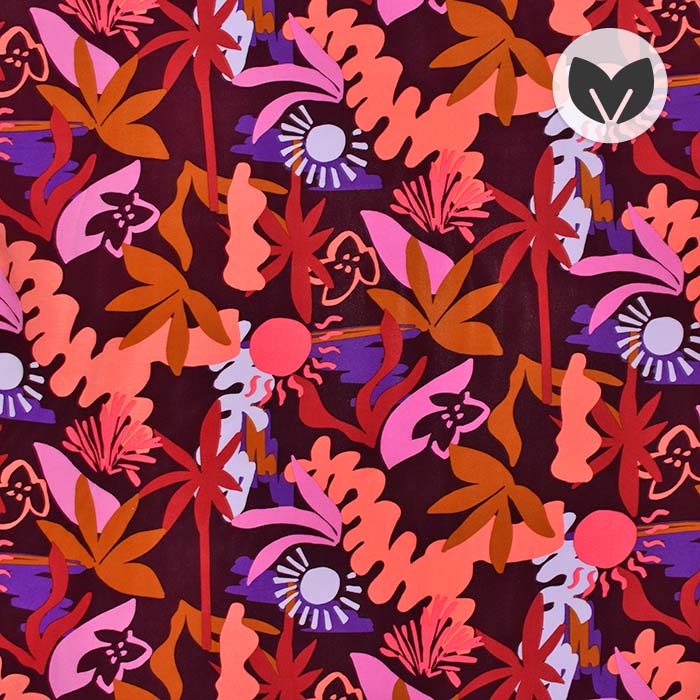 Gewebe, Viskose, floral, 29792-002, bordeaux