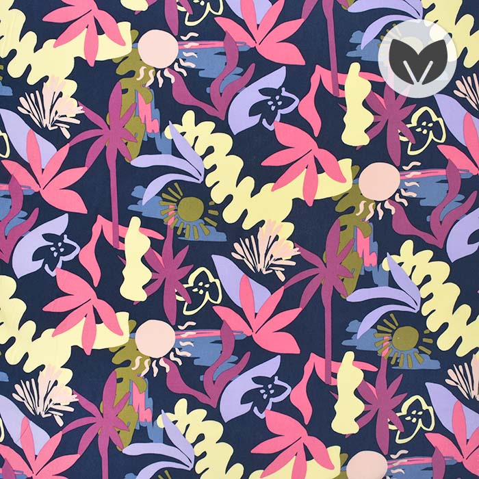 Gewebe, Viskose, floral, 29792-003, blau