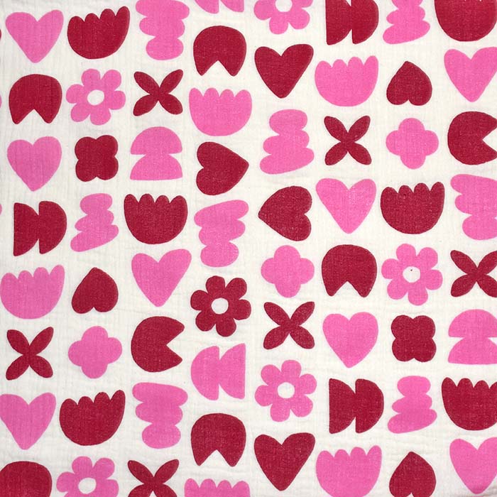 Musselin, doppelt, Herzen, 29810-001, rosa