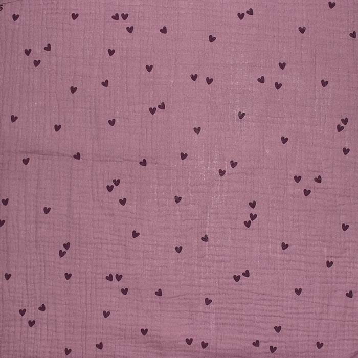 Musselin, doppelt, Herzen, 29811-049, rosa-violett