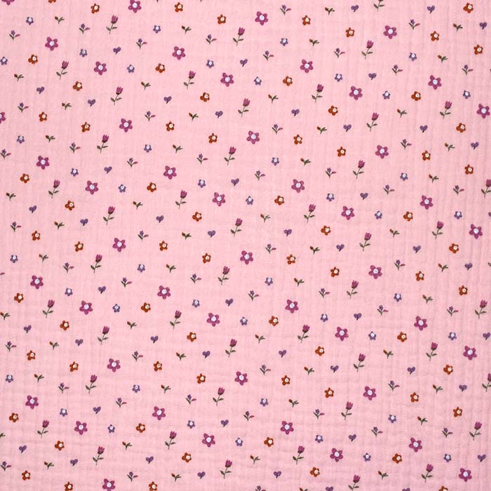 Musselin, doppelt, floral, 29816-006, rosa