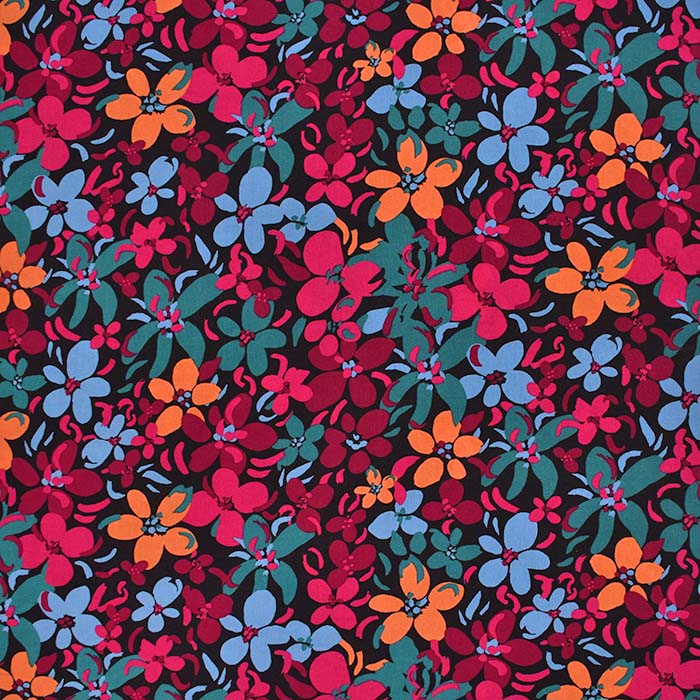 Gewebe, Viskose, floral, 29823-001, schwarz