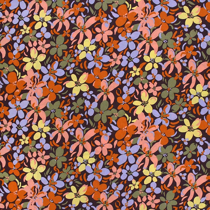 Gewebe, Viskose, floral, 29823-005, braun