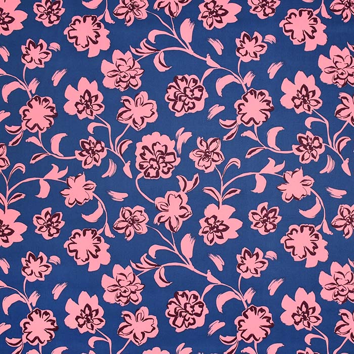 Satin, Baumwolle, floral, 29825-003, blau