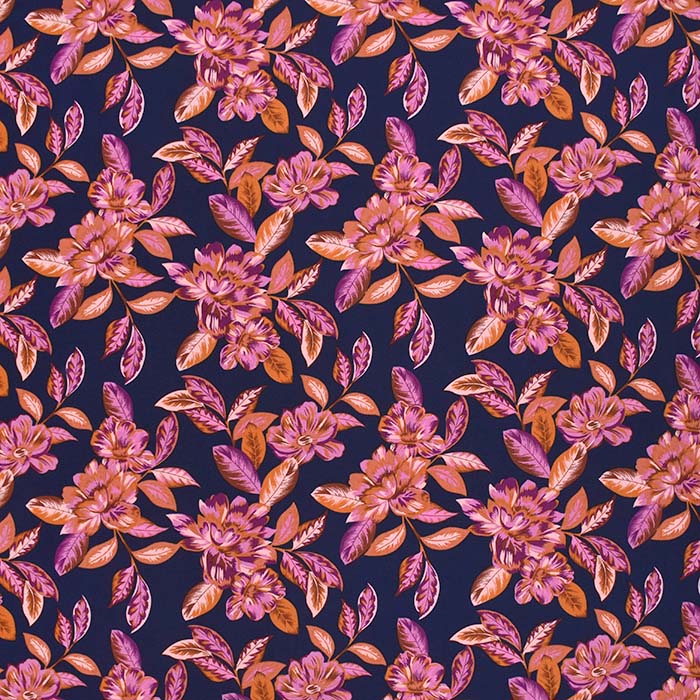 Gewebe, Viskose, floral, 29829-001, blau