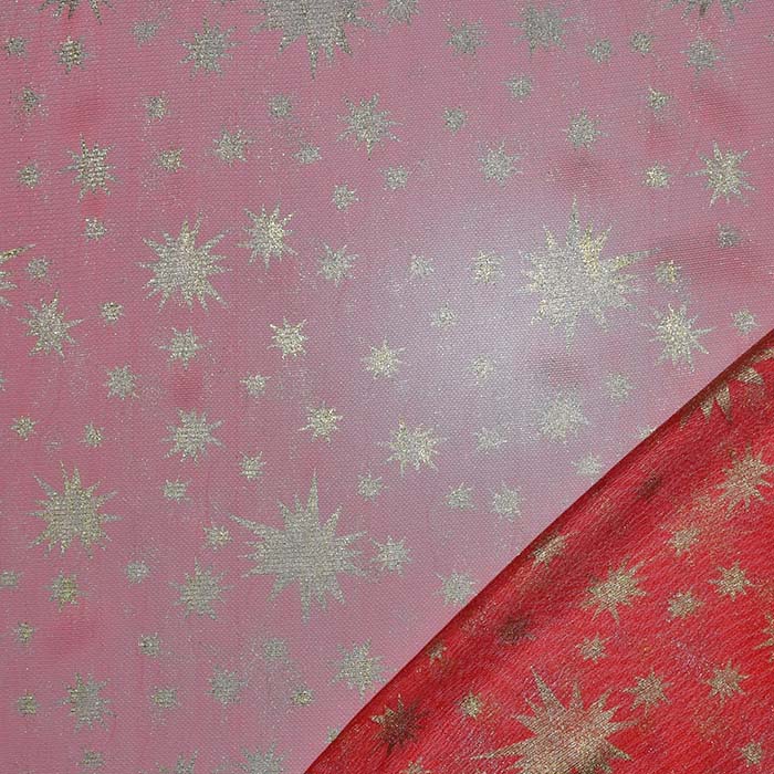 Tüll weicher, Sterne, 30184-4040, rot-goldfarben