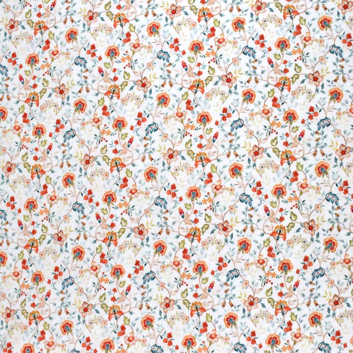 Jersey, bombaž, rebrast, cvetlični, 30322-002