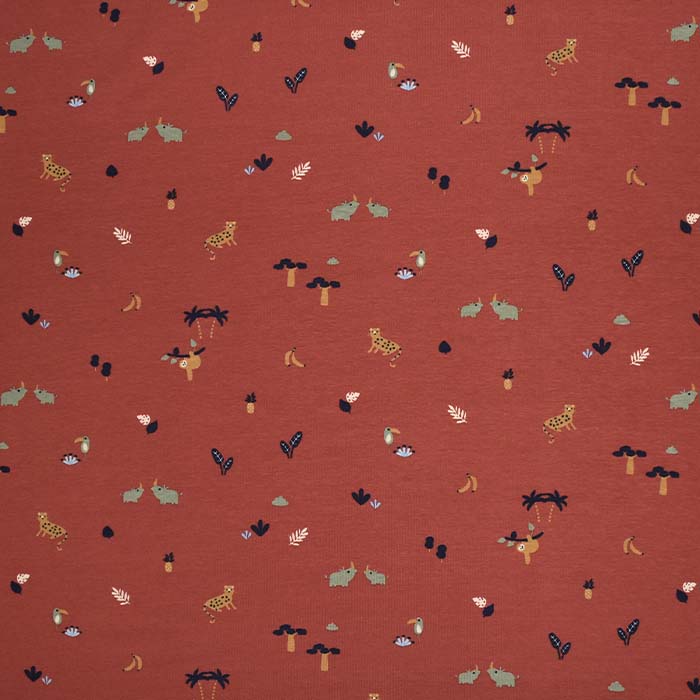 Jersey, bombaž, živalski, 30338-007, opečna