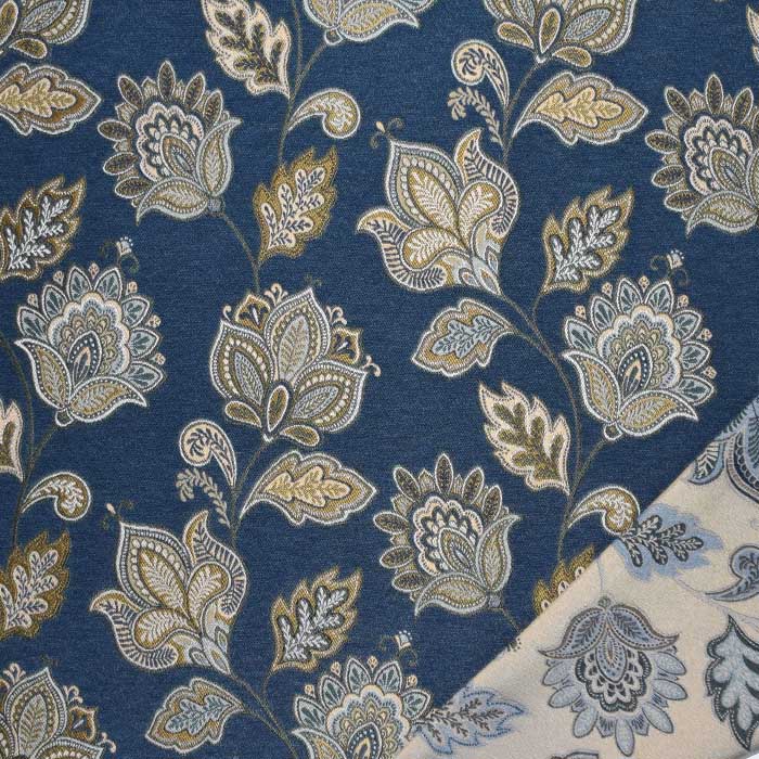 Deko-Jacquard, beidseiting , floral, 30392-20, blau
