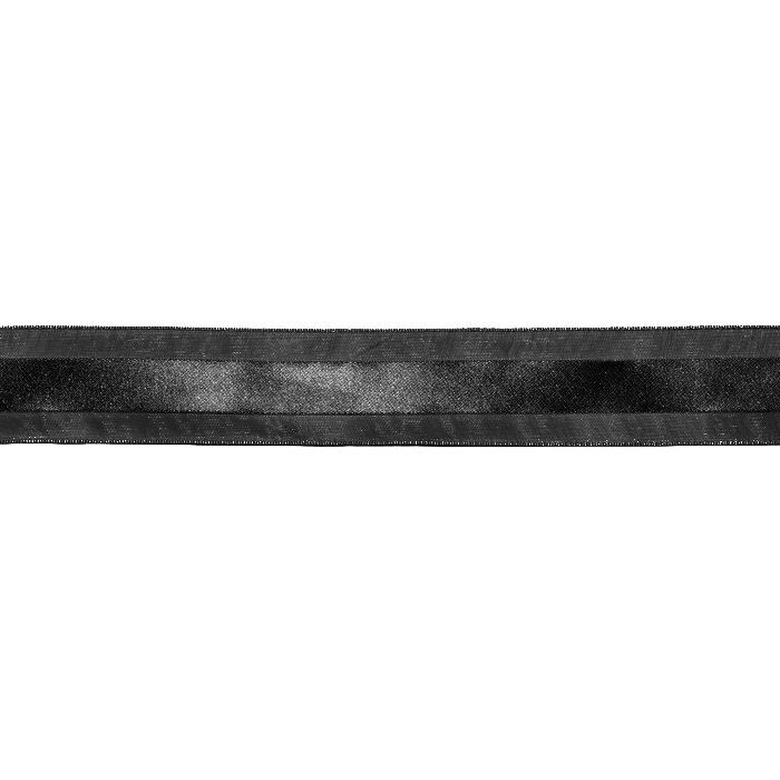 Trak, saten, organza, 25 mm, 30619-002, črna