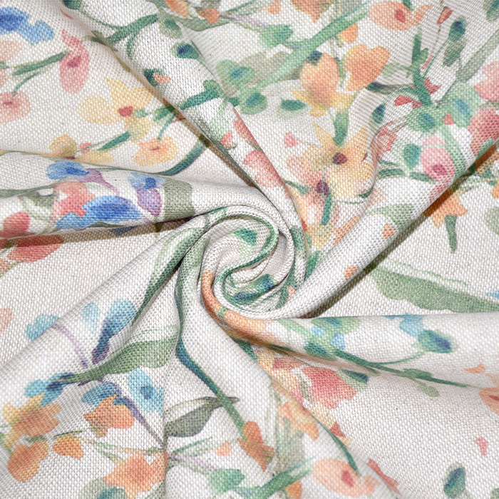 Dekostoff, Druck, floral, 21142-2, orangenblau