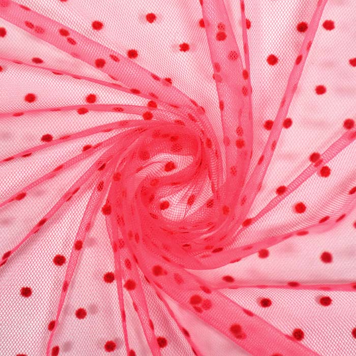 Tüll, weich, Punkte, 22282-11, koralenrot