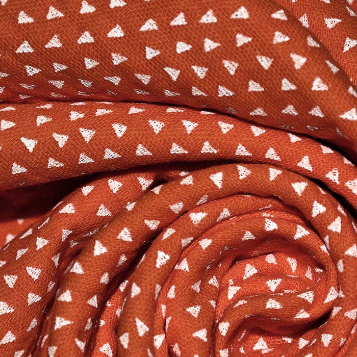 Musselin, doppelt, geometrisch, 23587-13, ziegelfarben