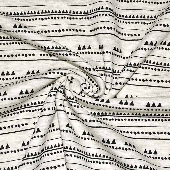 Sweatshirtstoff, flauschig, geometrisch, 21729-001, schwarz