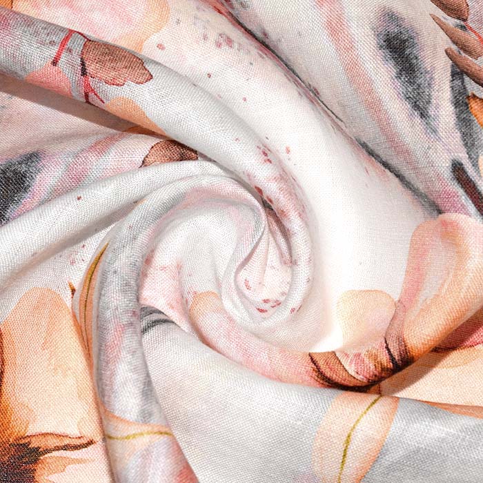 Leinen, digital, floral, 25020-033, orange