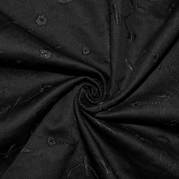 Baumwolle, Richelieu, floral, 25300-1, schwarz