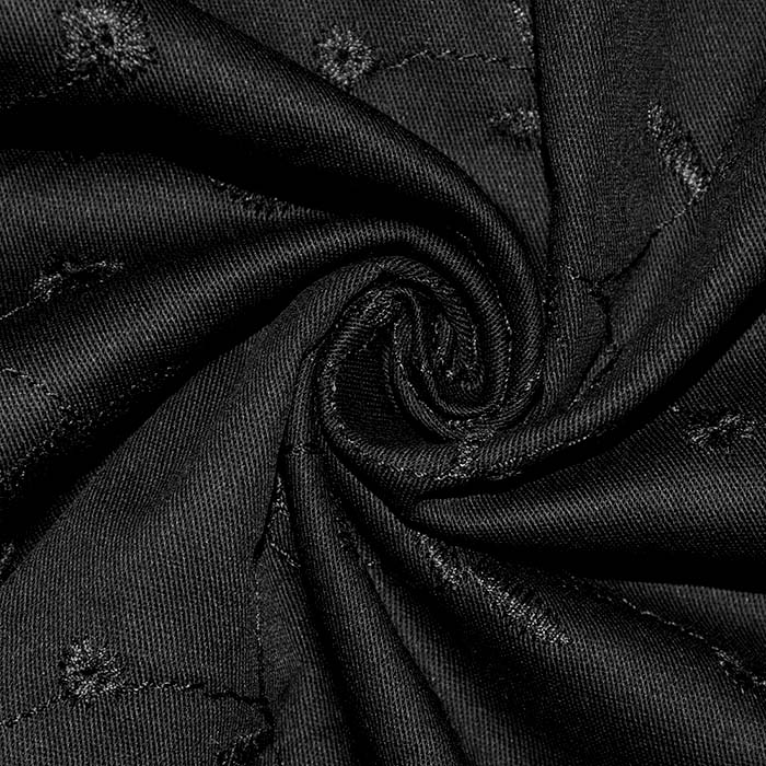 Baumwolle, Richelieu, floral, 25300-1, schwarz