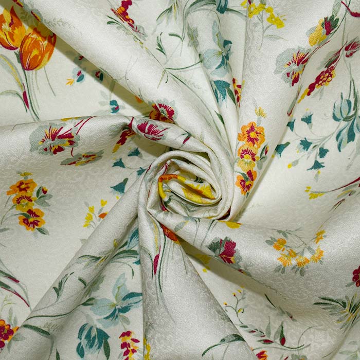Satin, Baumwolle, floral, 25802-05, weiß