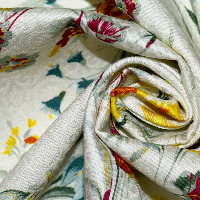 Satin, Baumwolle, floral, 25802-05, weiß