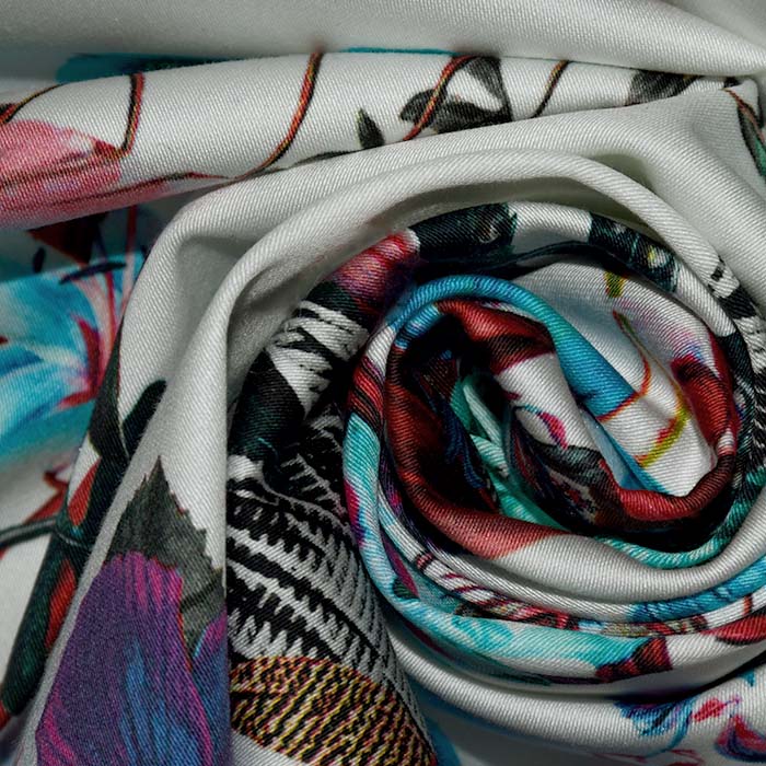 Satin, Baumwolle, floral, 25802-14, weiß