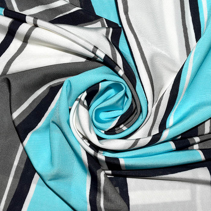 Jersey, Viskose, Filament, geometrisch, 25804-36, türkis