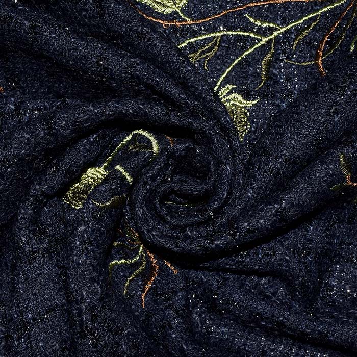 Anzugstoff, floral, 25854-002, dunkelblau