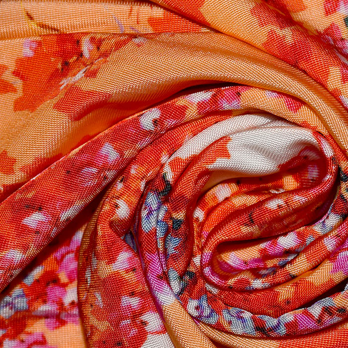 Jersey, Viskose, Filament, floral, 25892-2, orange