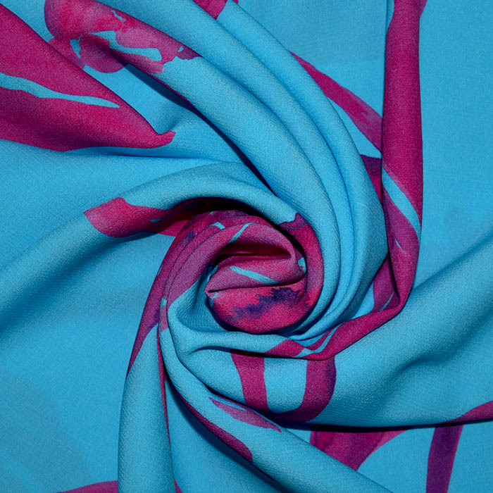 Gewebe, Viskose, floral, 25894-6, rosa-blau