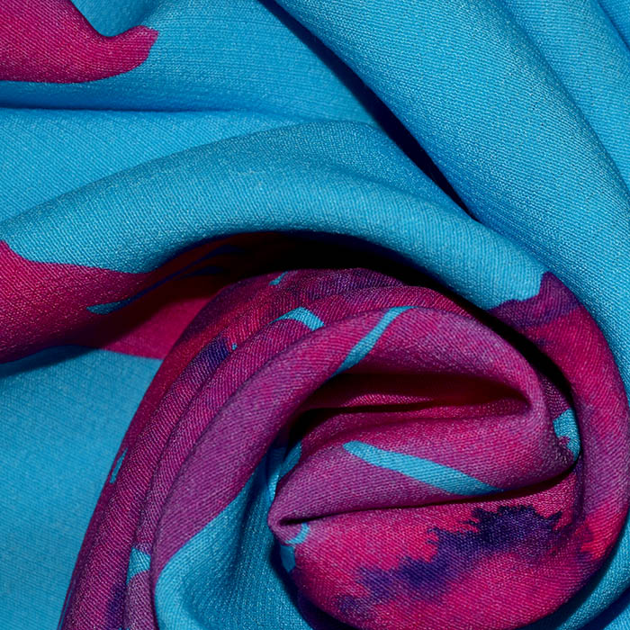 Gewebe, Viskose, floral, 25894-6, rosa-blau