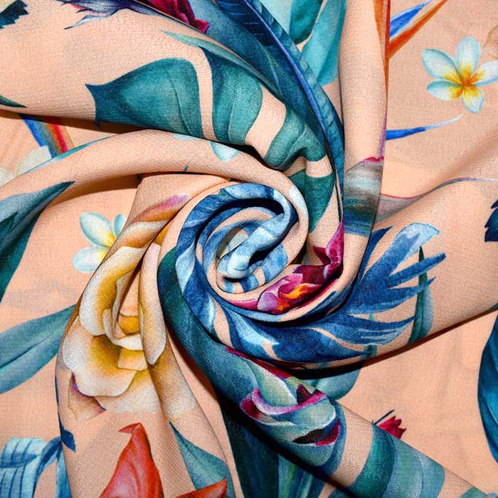 Gewebe, Viskose, floral, 25894-8, aprikose