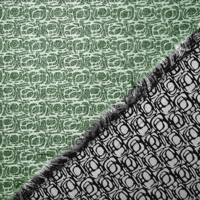 Bengalin, Jacquard, beidseitig, geometrisch, 25386-6, grün