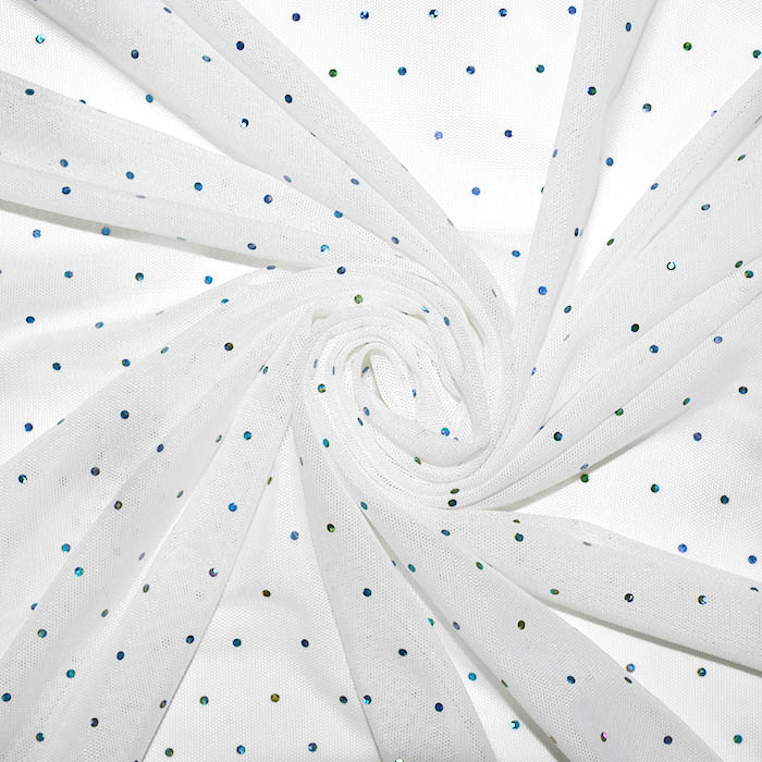 Netzstoff, elastisch, Glitter, 25968-02, weiß