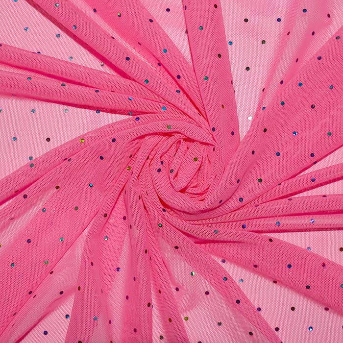 Netzstoff, elastisch, Glitter, 25968-11, neon rosa