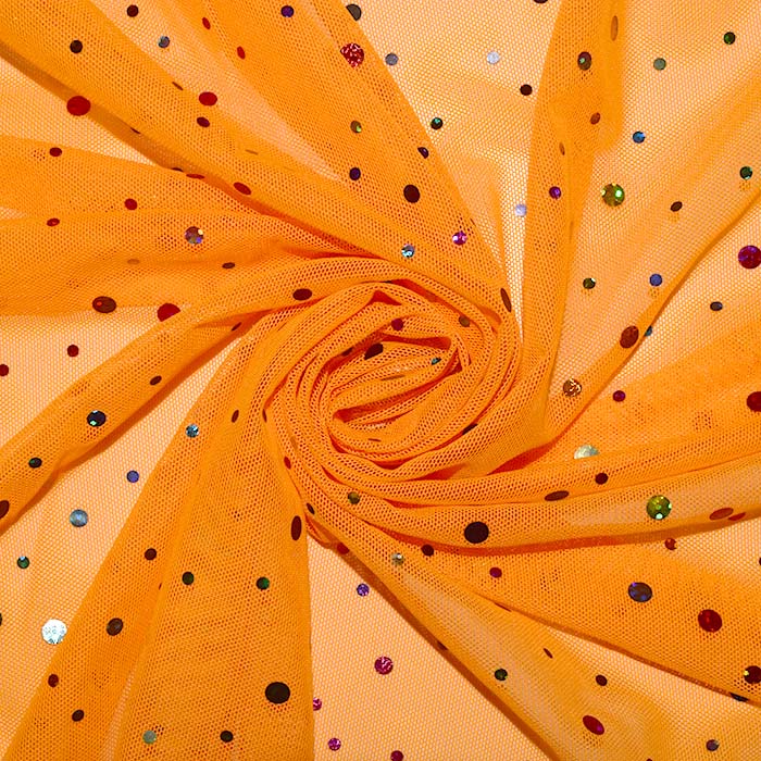 Netzstoff, elastisch, Glitter, 25969-12, neon orange