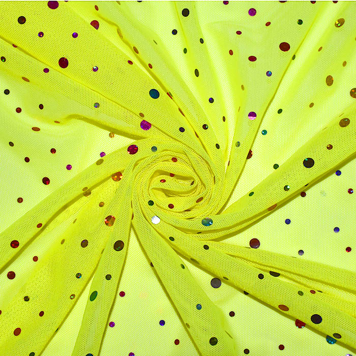 Netzstoff, elastisch, Glitter, 25969-07, neon gelb