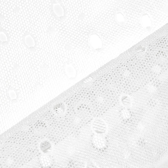 Netzstoff, Polyester, Punkte, Richelieu, 25972-01, weiß